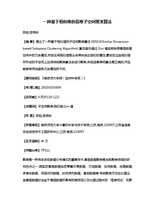 一种基于相似维的高维子空间聚类算法