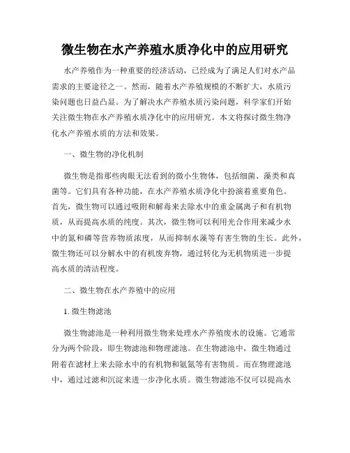 微生物在水产养殖水质净化中的应用研究
