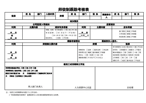 师徒制跟踪考核表