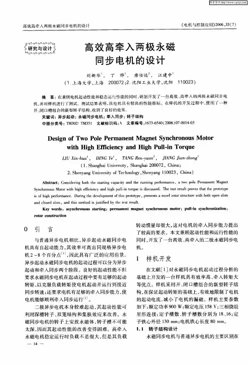 高效高牵入两极永磁同步电机的设计