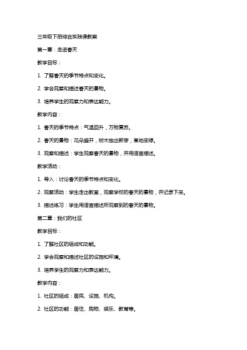 三年级下册综合实践课教案