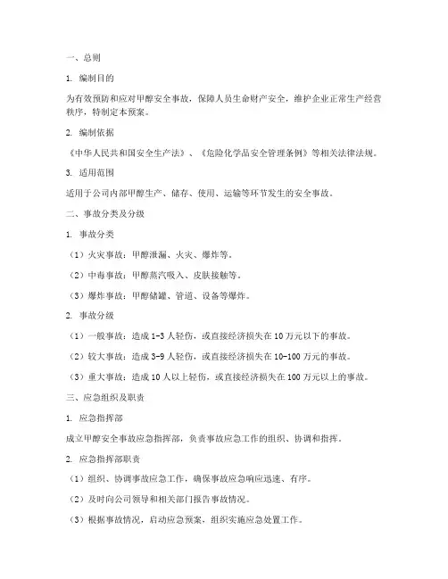 甲醇安全事故应急预案