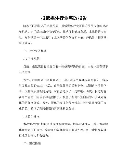 报纸媒体行业整改报告