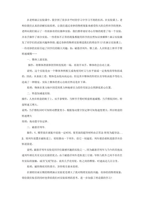 物理演示实验小论文