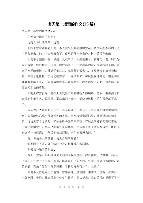 冬天第一场雪的作文(15篇)