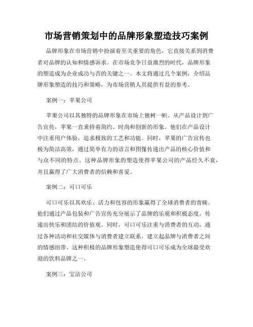 市场营销策划中的品牌形象塑造技巧案例