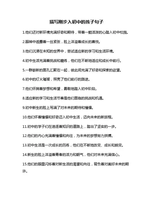 描写刚步入初中的孩子句子