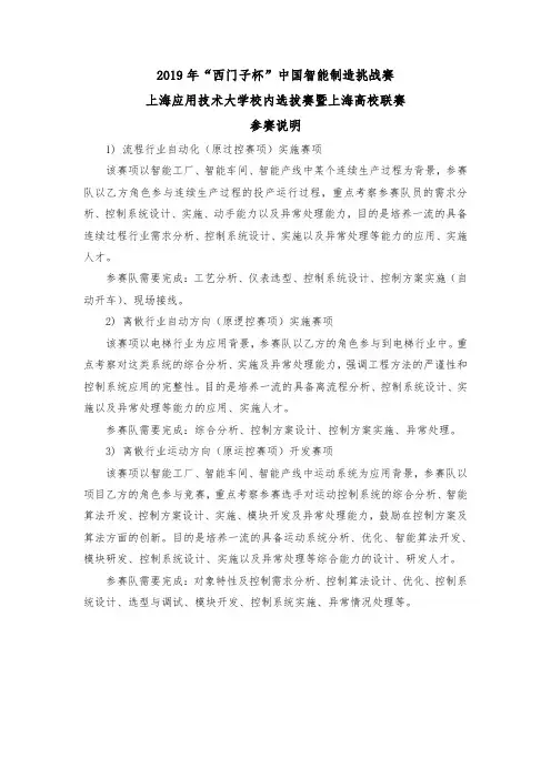 2019年西门子杯中国智能制造挑战赛