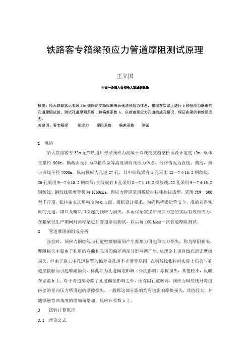 铁路客专箱梁预应力管道摩阻测试