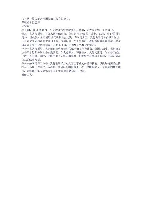 共青团员自我介绍