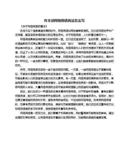作文谈网络用语看法怎么写