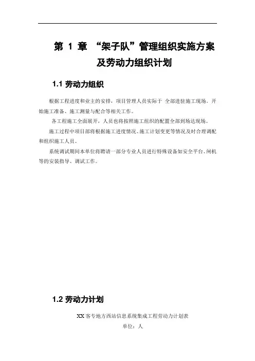 “架子队”管理组织实施方案