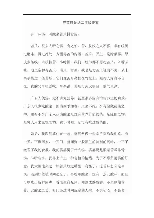 酸菜排骨汤二年级作文