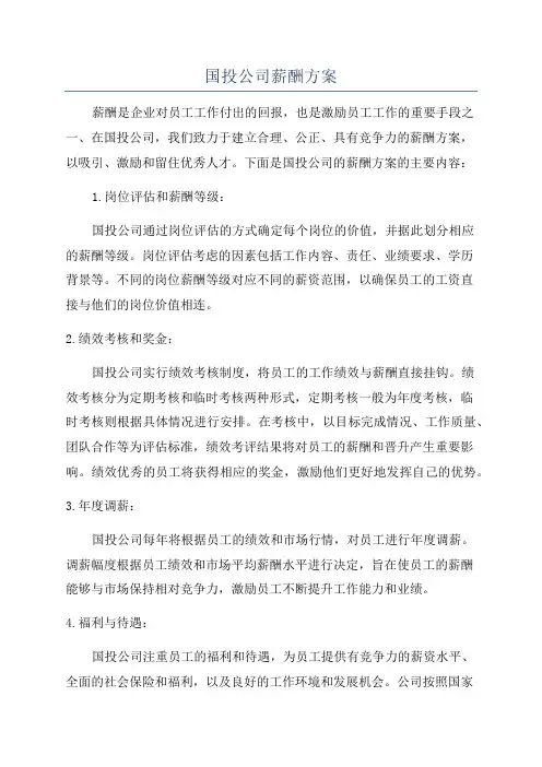 国投公司薪酬方案