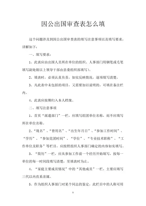 因公出国审查表怎么填