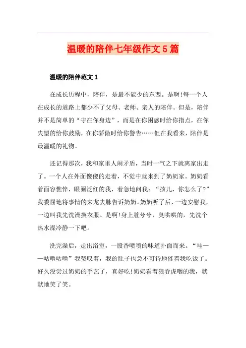 温暖的陪伴七年级作文5篇