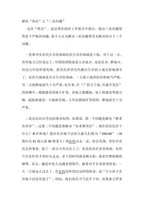 解读两会之三农问题.