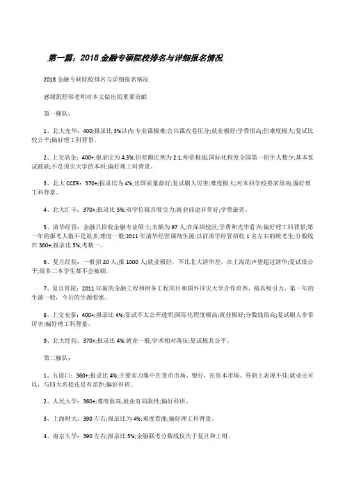20XX金融专硕院校排名与详细报名情况[修改版]