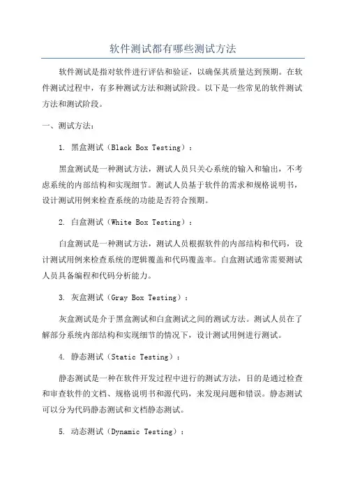 软件测试都有哪些测试方法