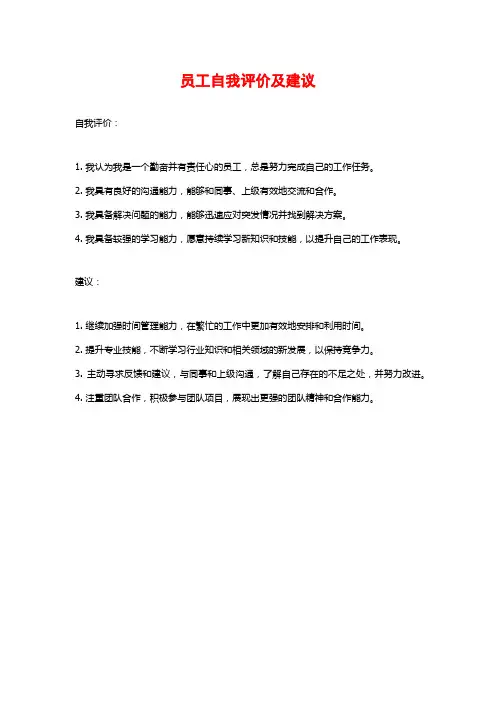员工自我评价及建议
