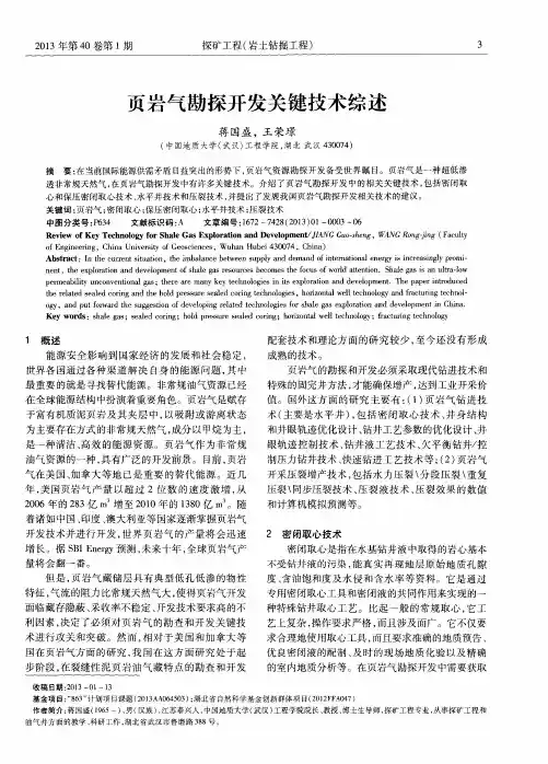 页岩气勘探开发关键技术综述