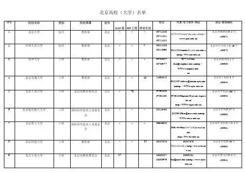北京高校名单