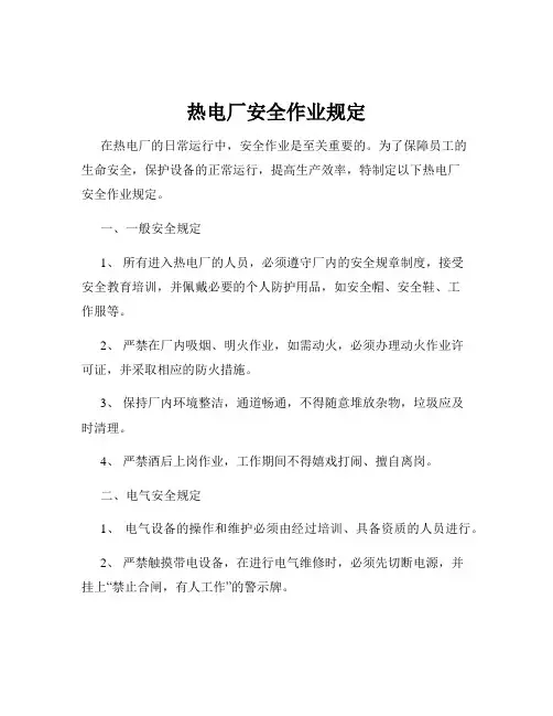 热电厂安全作业规定