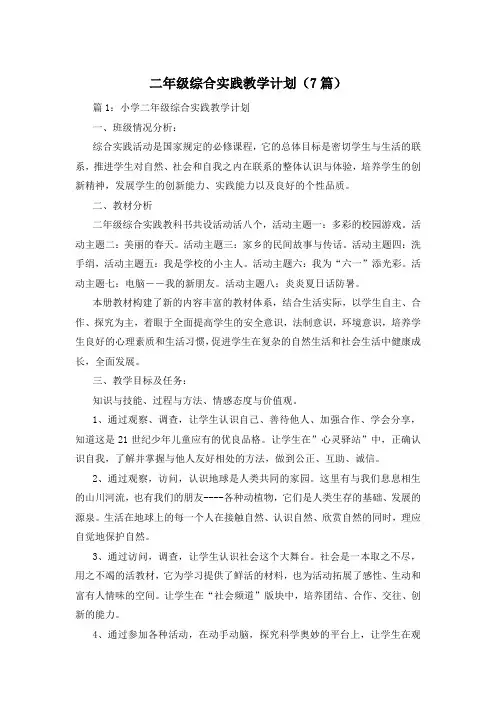 二年级综合实践教学计划(7篇)