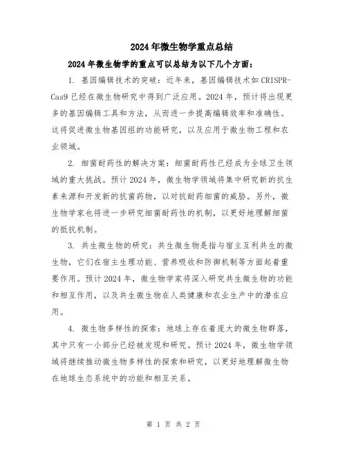 2024年微生物学重点总结