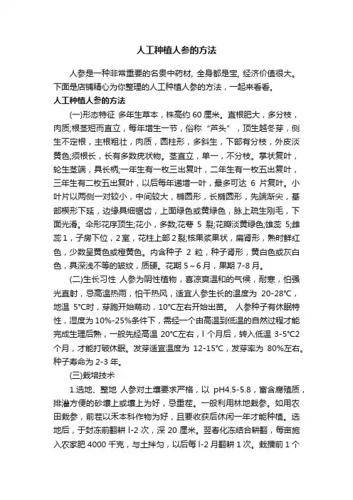人工种植人参的方法