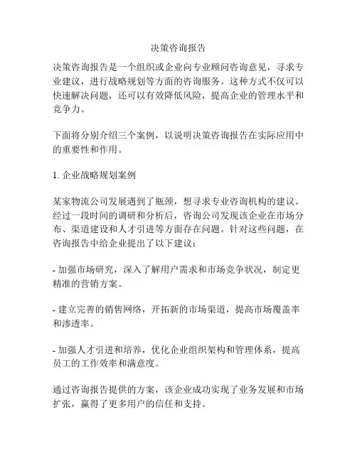 决策咨询报告