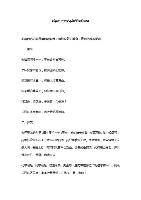 形容自己迷茫不知所措的诗句