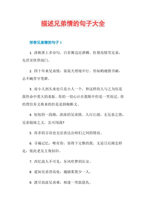 描述兄弟情的句子大全