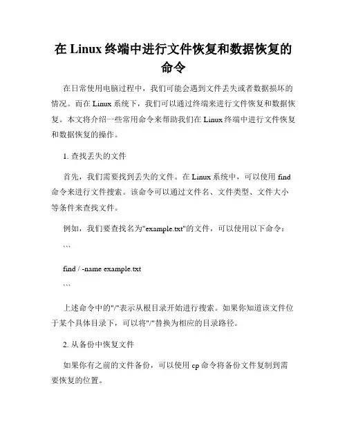 在Linux终端中进行文件恢复和数据恢复的命令