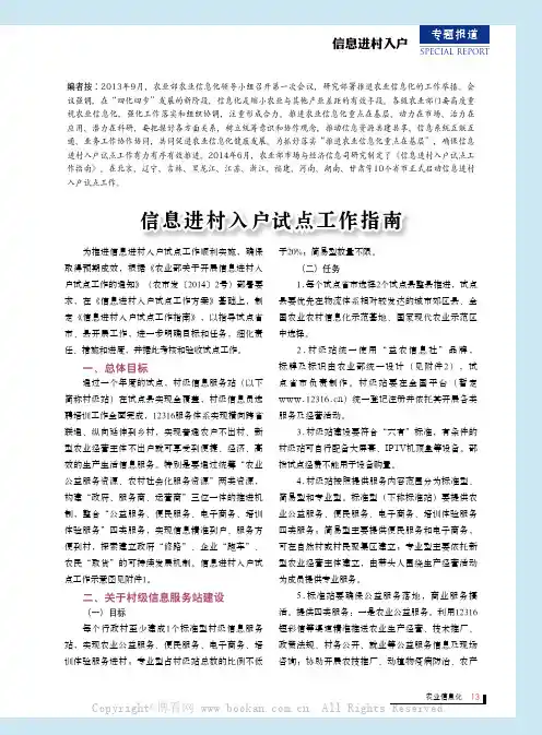 信息进村入户试点工作指南