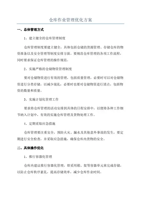 仓库作业管理优化方案