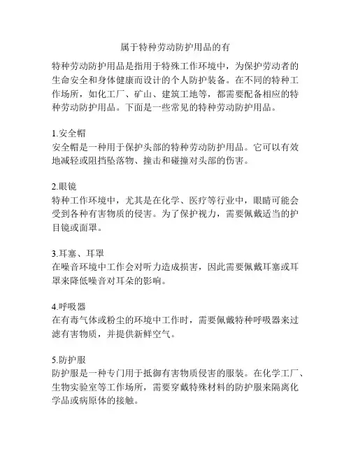 属于特种劳动防护用品的有