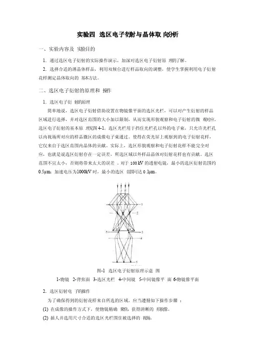 实验四选区电子衍射与晶体取向分析