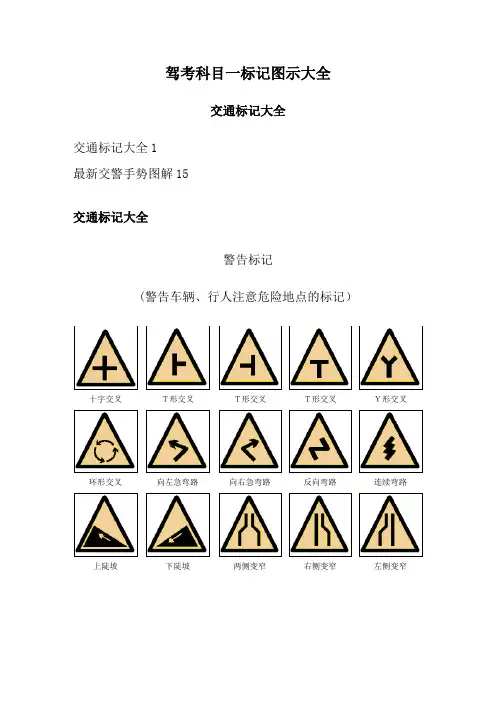 驾考科目一标志图示大全-科一图