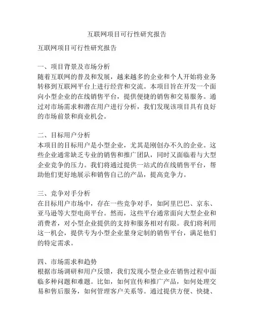 互联网项目可行性研究报告