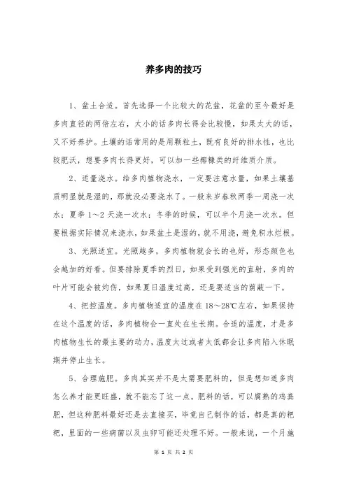 养多肉的技巧