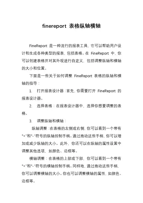 finereport 表格纵轴横轴