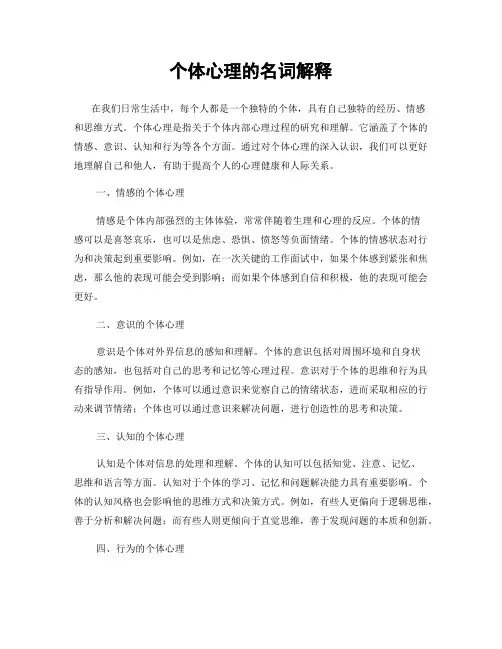 个体心理的名词解释