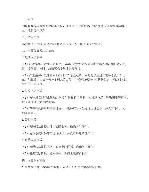小学体育课事故应急预案