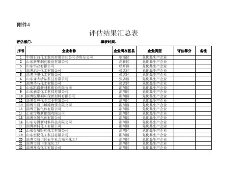 评估结果汇总表