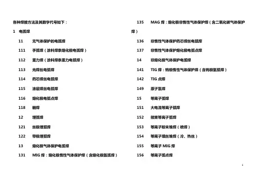 金属焊接及钎焊方法代号