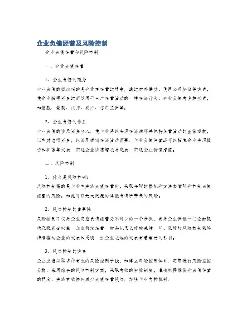 企业负债经营及风险控制