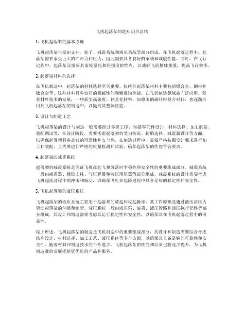 飞机起落架制造知识点总结