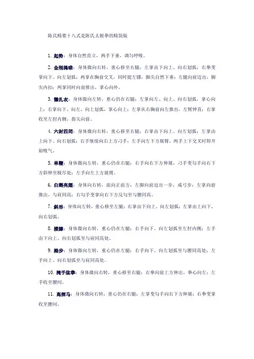 陈氏精要十八式分解讲解
