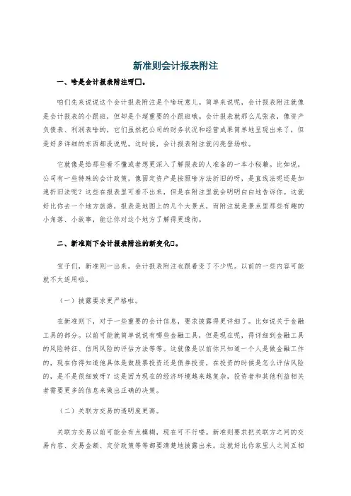 新准则会计报表附注